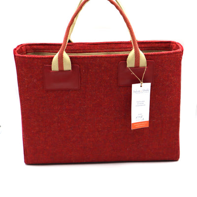 Photographie du produit La sacoche de Christophe,  tweed et cuir rouge
