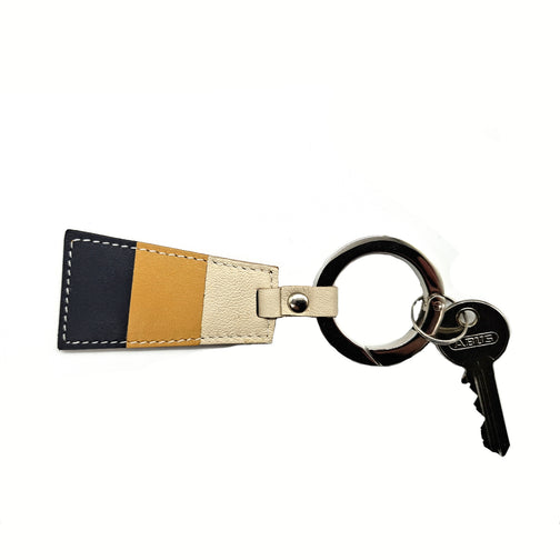 PORTE-CLÉ  PENNANT N°3, marine , jaune et blanc cassé