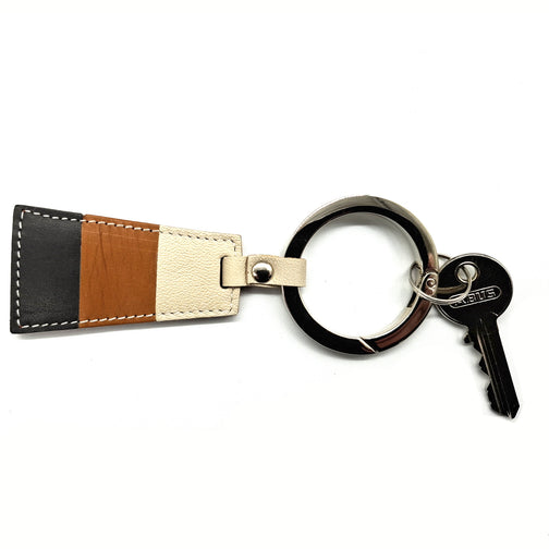 PORTE-CLÉ PENNANT N°3, prune, orange et beige