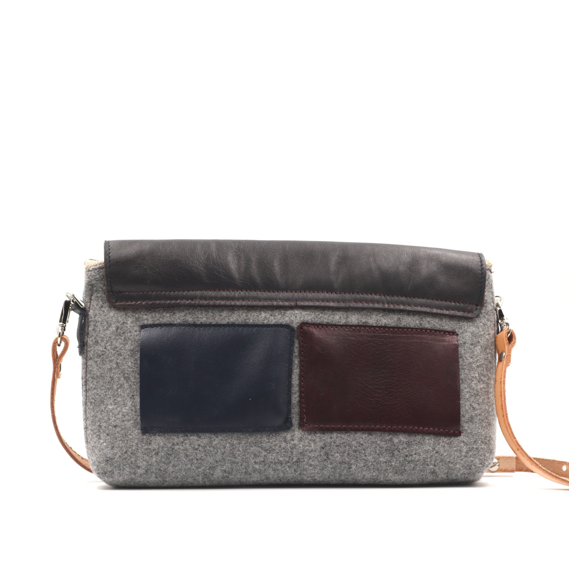 La sacoche DUO, gris et plaid