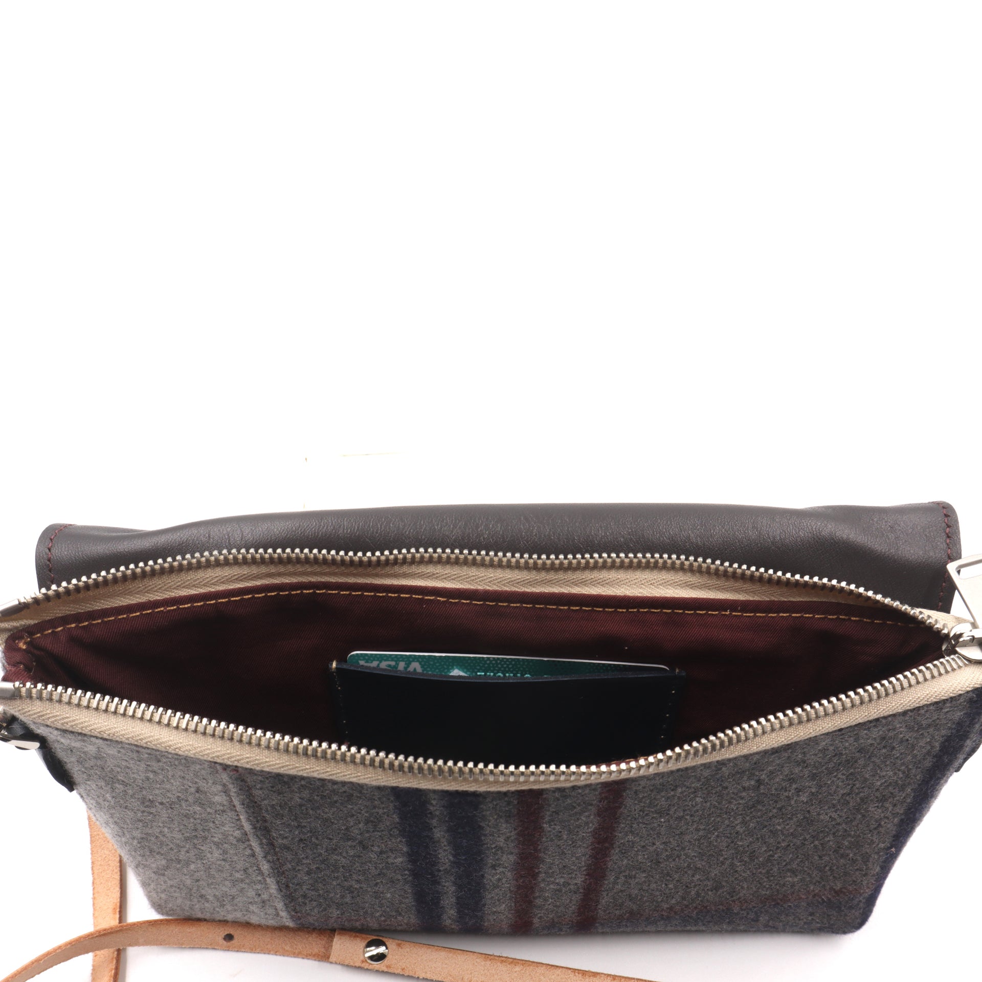 La sacoche DUO, gris et plaid