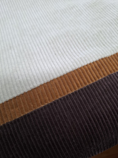 TOTE BAG VELOURS, tricolore Beige, Prune et Roux