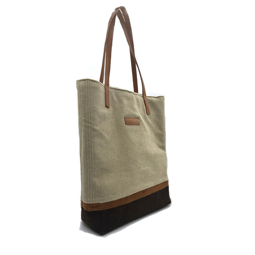 TOTE BAG VELOURS, tricolore Beige, Prune et Roux