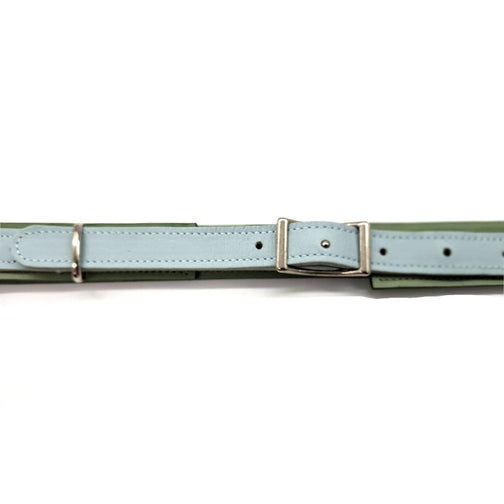 Ceinture cuir bi-color, verte & turquoise clair