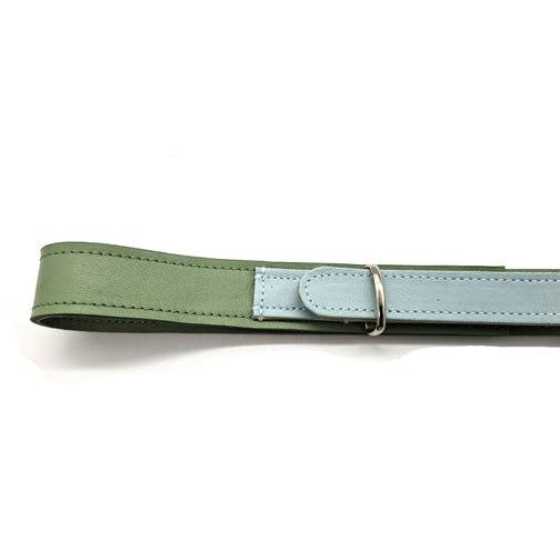 Ceinture cuir bi-color, verte & turquoise clair