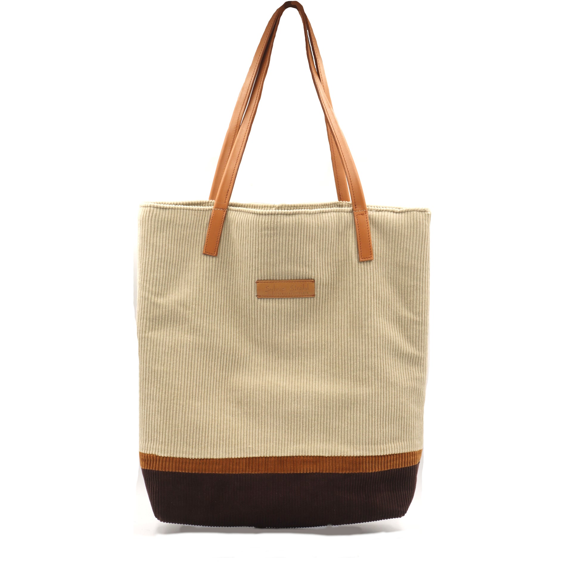 TOTE BAG VELOURS, tricolore Beige, Prune et Roux