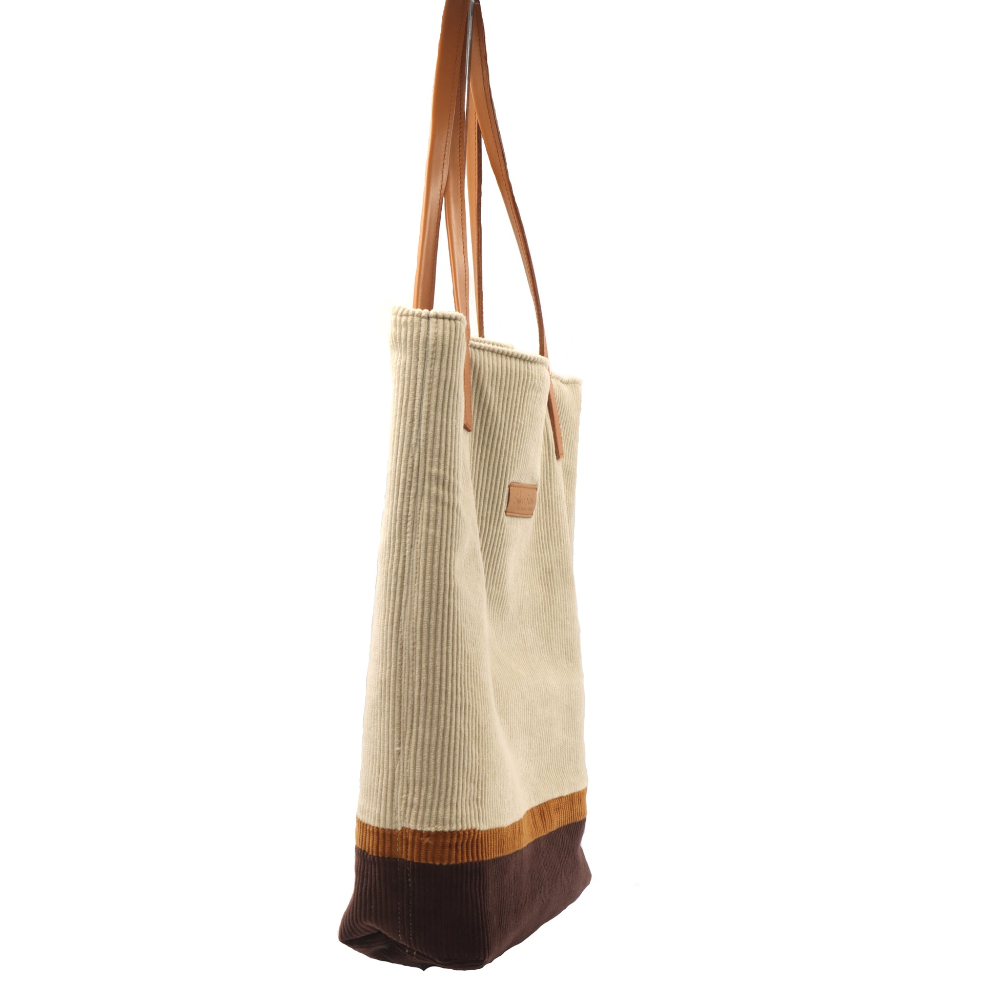 TOTE BAG VELOURS, tricolore Beige, Prune et Roux