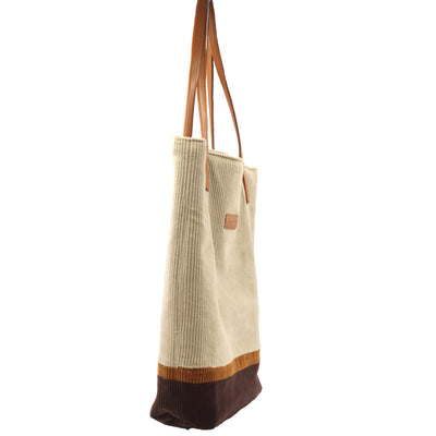 Photographie du produit TOTE BAG VELOURS, tricolore Beige, Prune et Roux