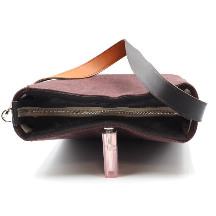 SAC BANDOULIERE RECTANGULAIRE LIN BORDEAUX DESSUS