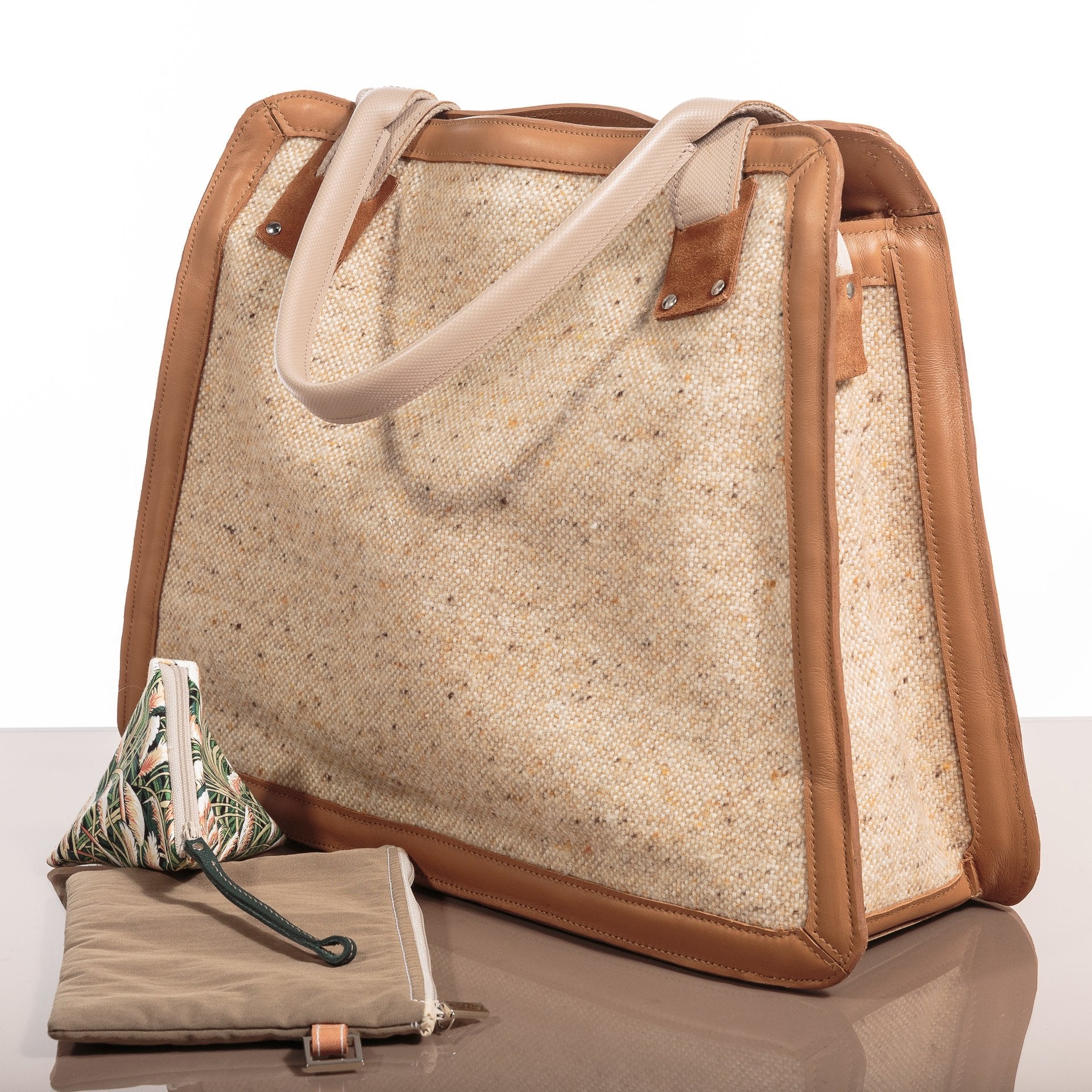Grand sac cabas en tweed clair