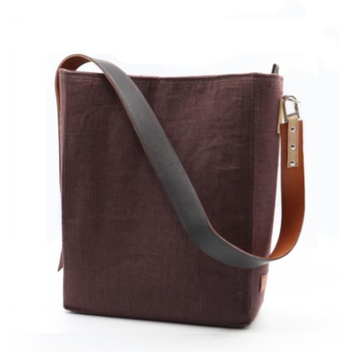 SAC BANDOULIERE RECTANGULAIRE LIN BORDEAUX DE FACE