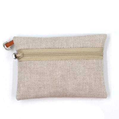 Photographie du produit Women's CB card holder wallet in leather and raw linen