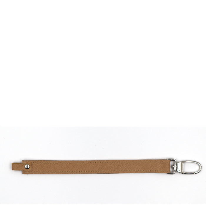 Porte-clé bande en cuir beige structuré