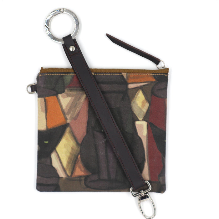 Porte clé bande en cuir Aubergine