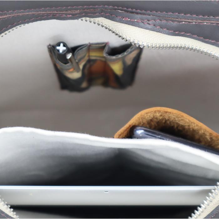 SAC RECTANGULAIRE LIN BORDEAUX OUVERT