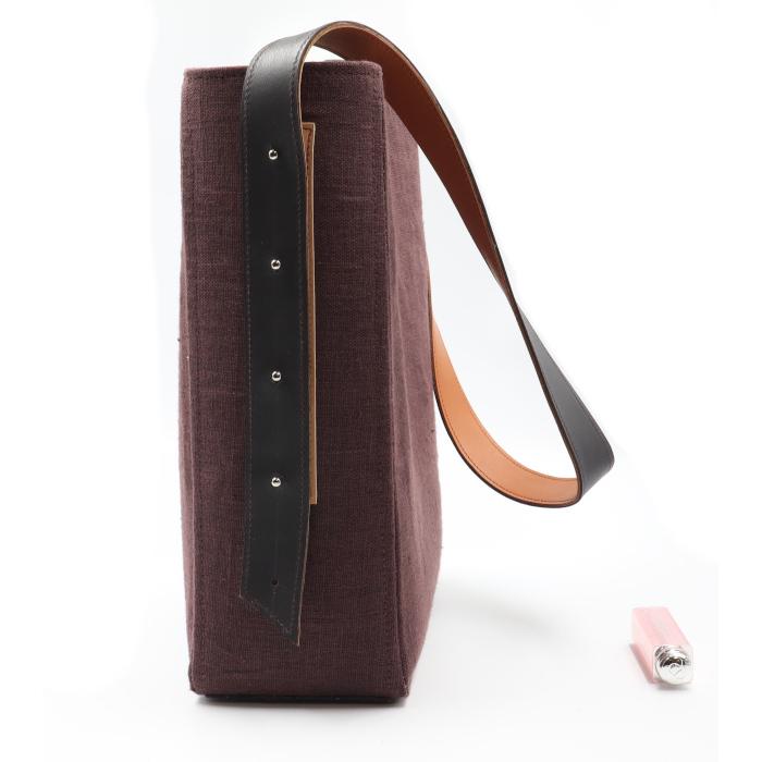 SAC BANDOULIERE RECTANGULAIRE LIN BORDEAUX COTE