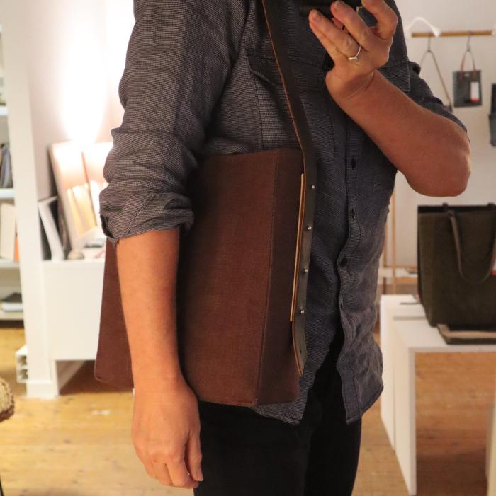 SAC BANDOULIERE RECTANGULAIRE LIN BORDEAUX PORTE 1