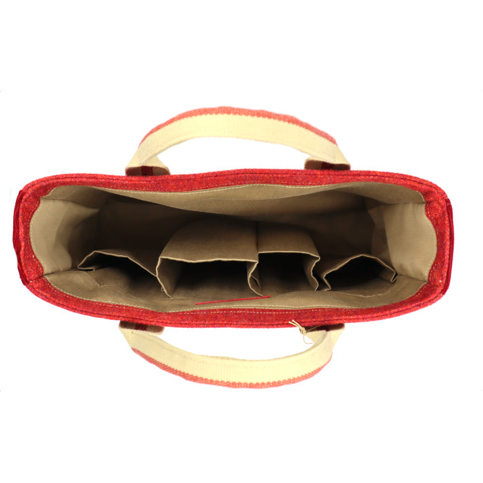 Xstof's bag, tweed and red leather