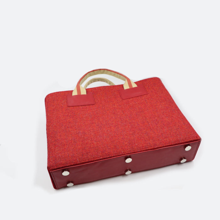 Xstof's bag, tweed and red leather